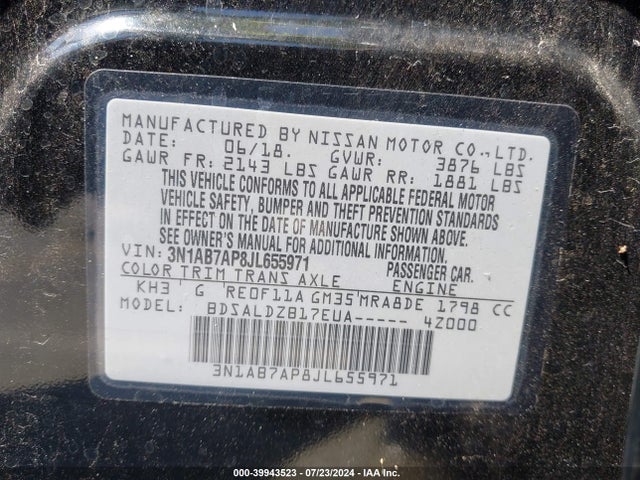 Nissan SENTRA SV 2018 3N1AB7AP8JL655971 Image 9