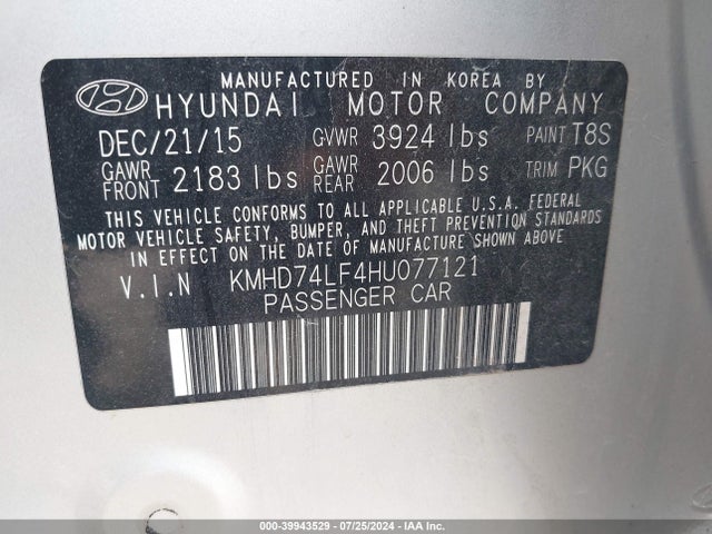 Hyundai ELANTRA SE 2017 KMHD74LF4HU077121 Image 9