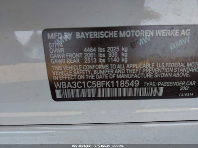 WBA3C1C58FK118549 BMW 328I