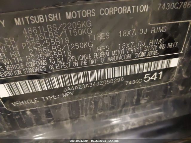 JA4AZ3A34JZ058298 Mitsubishi Outlander Es