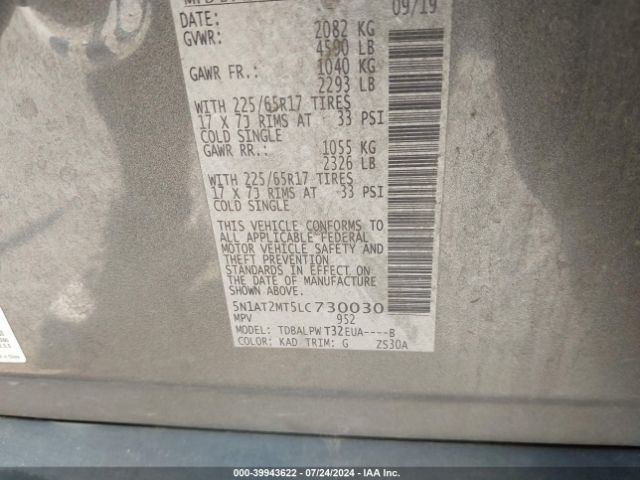 5N1AT2MT5LC730030 Nissan Rogue S Fwd