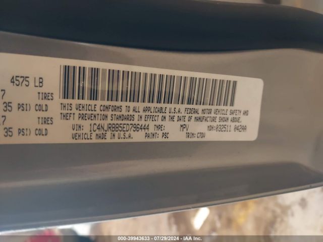 1C4NJRBB5ED796444 Jeep Patriot Sport