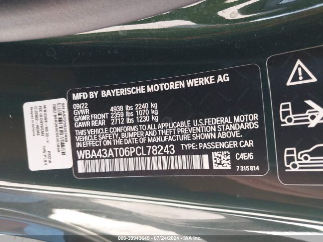 WBA43AT06PCL78243 BMW 430i Xdrive