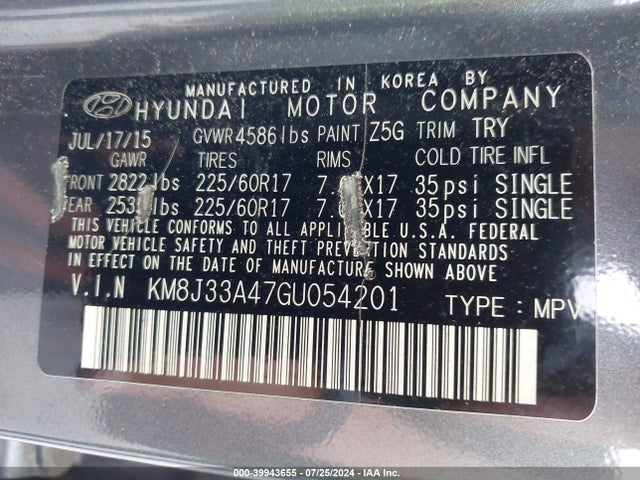 Hyundai TUCSON SE 2016 KM8J33A47GU054201 Image 9