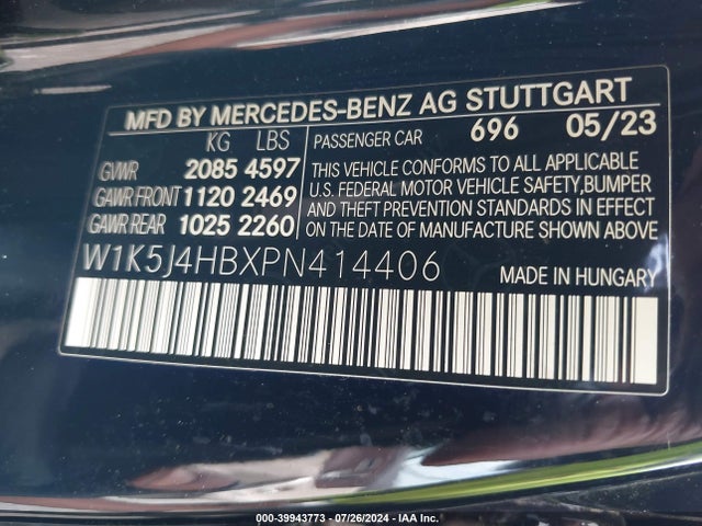 W1K5J4HBXPN414406 Mercedes-Benz Cla 250 Coupe 4matic