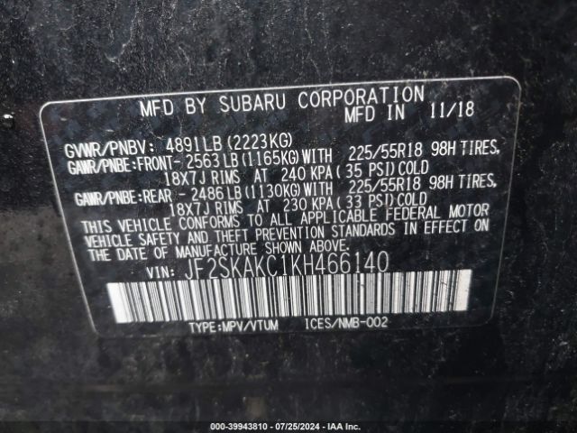 JF2SKAKC1KH466140 Subaru Forester Sport