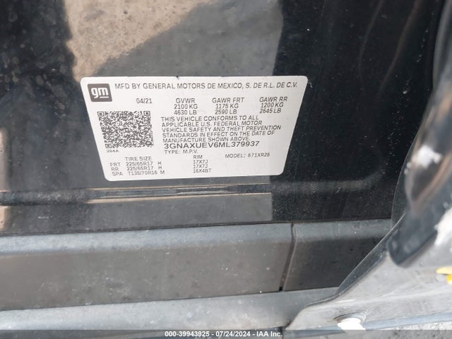 Chevrolet Equinox Awd Lt 2021 3GNAXUEV6ML379937 Image 9