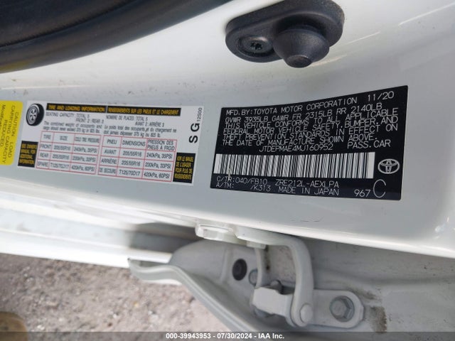 Toyota COROLLA LE 2021 JTDEPMAE4MJ160952 Image 9