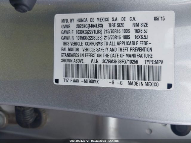 3CZRM3H38FG710256 Honda CR-V LX