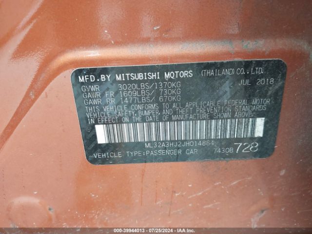 ML32A3HJ2JH014864 Mitsubishi MIRAGE ES
