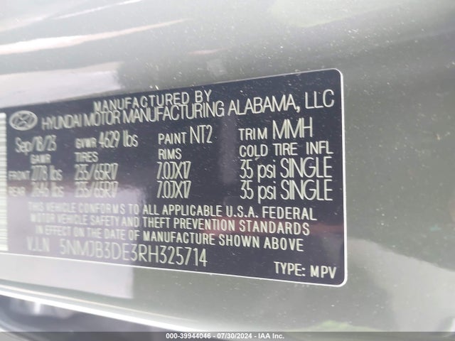 Hyundai TUCSON SEL 2024 5NMJB3DE3RH325714 Image 9