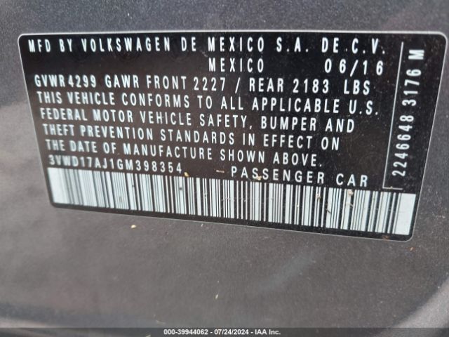 3VWD17AJ1GM398354 Volkswagen Jetta 1.8t Sport