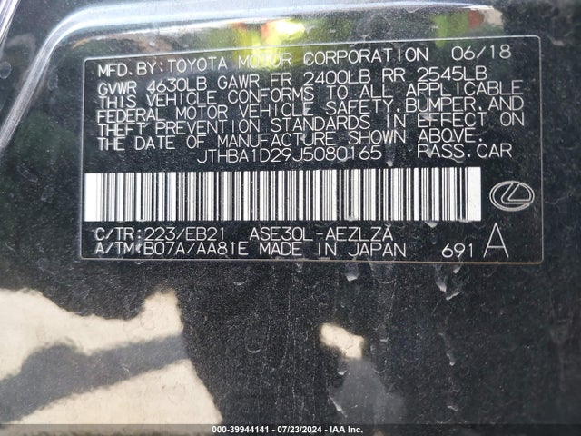 Lexus IS 300 2018 JTHBA1D29J5080165 Image 9