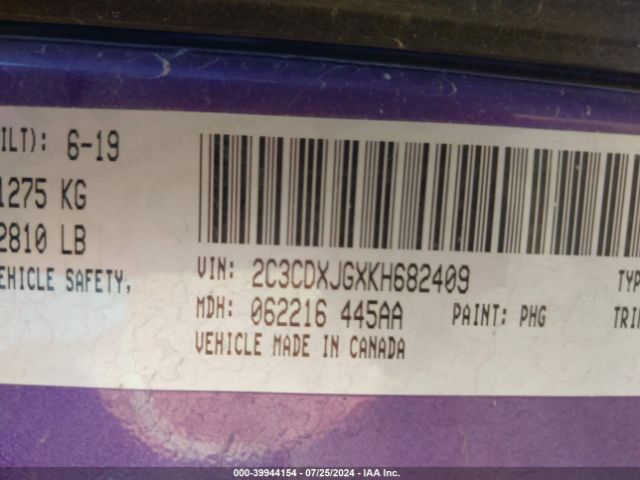 2C3CDXJGXKH682409 Dodge Charger Sxt Awd
