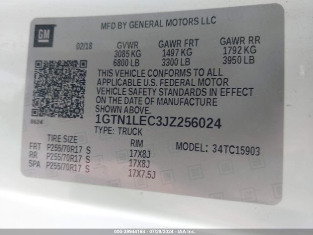 1GTN1LEC3JZ256024 GMC SIERRA 1500