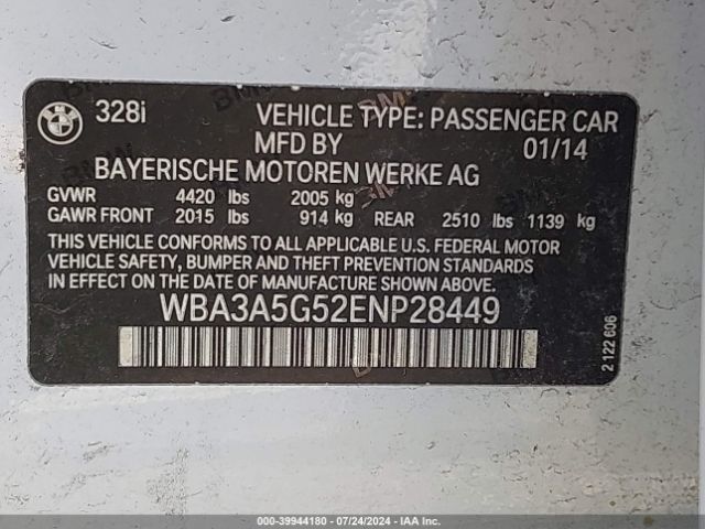 WBA3A5G52ENP28449 BMW 328I