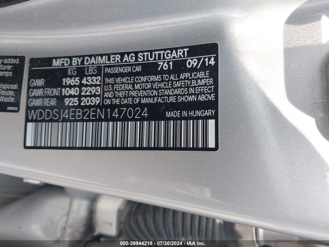 WDDSJ4EB2EN147024 Mercedes-Benz CLA 250