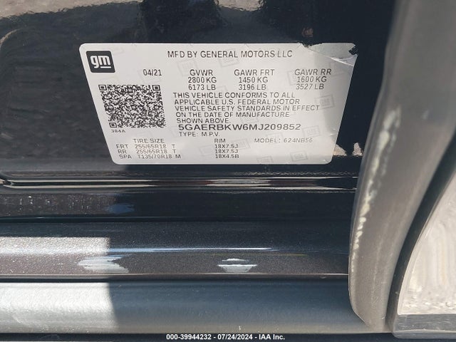 5GAERBKW6MJ209852 Buick Enclave Fwd Essence