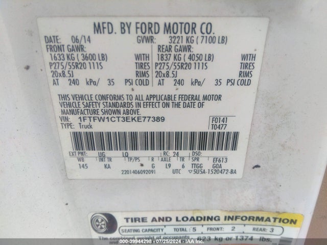 Ford F-150 King Ranch 2014 1FTFW1CT3EKE77389 Image 9