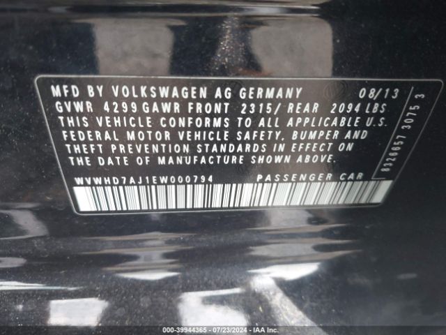 WVWHD7AJ1EW000794 Volkswagen Gti Wolfsburg Edition
