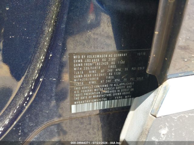 WVGAV7AX1GW571705 Volkswagen TIGUAN SE