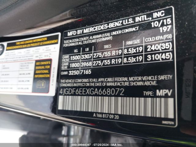 4JGDF6EEXGA668072 Mercedes-Benz Gl 450 4matic