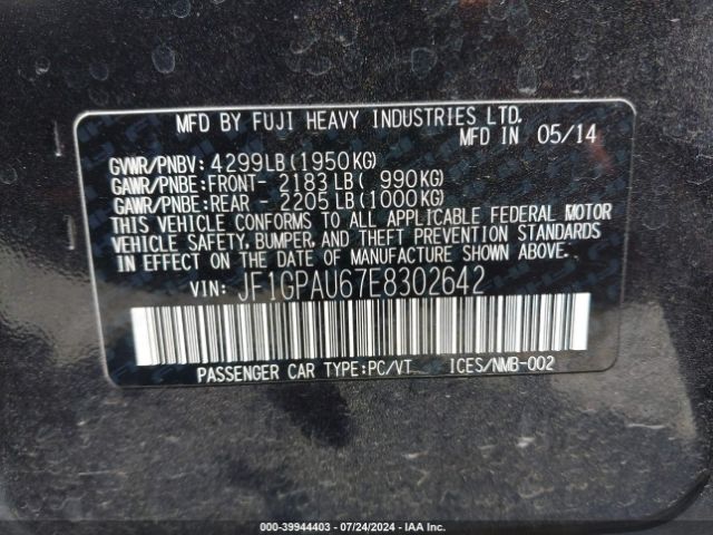 JF1GPAU67E8302642 Subaru Impreza 2.0i Sport Limited