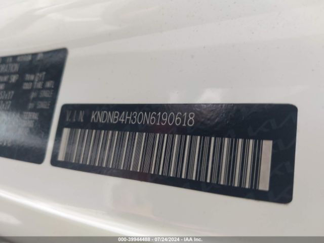 KNDNB4H30N6190618 KIA Carnival Mpv Lx Seat Package