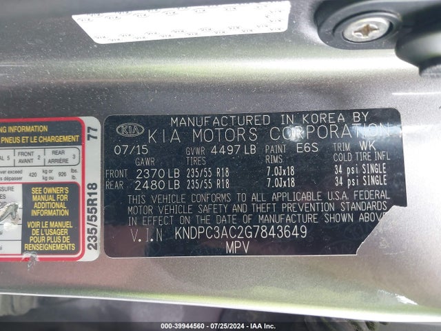 KIA Sportage Ex 2016 KNDPC3AC2G7843649 Image 9