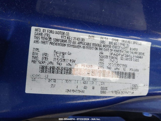 Ford FOCUS SE 2014 1FADP3F28EL314580 Image 9