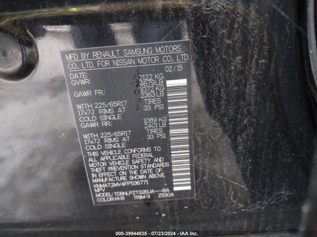 KNMAT2MV4FP536771 Nissan ROGUE S