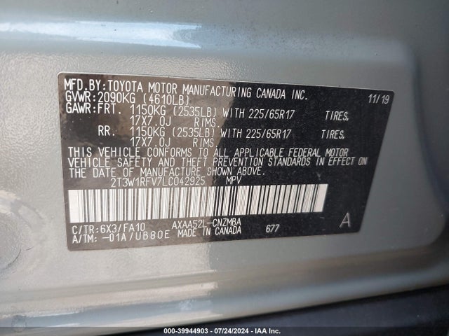 Toyota Rav4 Xle 2020 2T3W1RFV7LC042925 Image 9