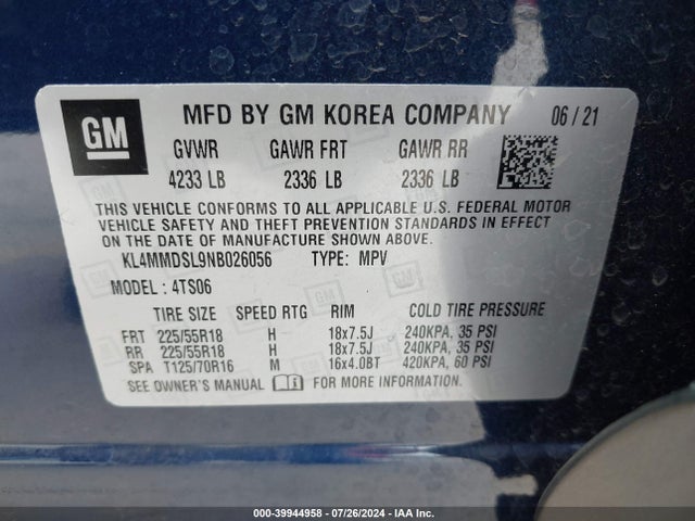 KL4MMDSL9NB026056 Buick Encore Gx Fwd Select