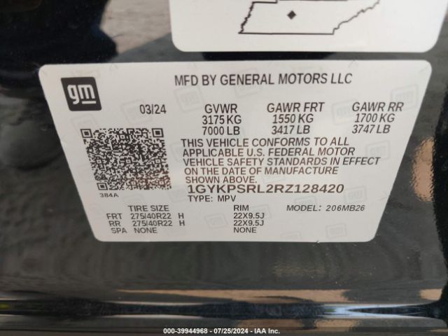 1GYKPSRL2RZ128420 Cadillac Lyriq Luxury W/1se
