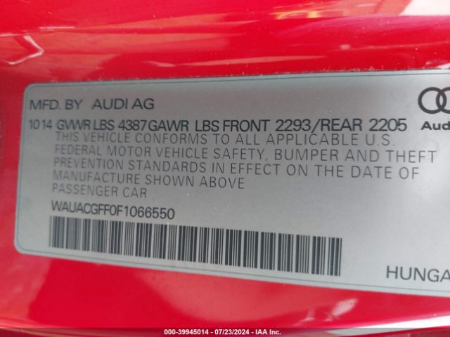 WAUACGFF0F1066550 Audi A3 1.8t Premium