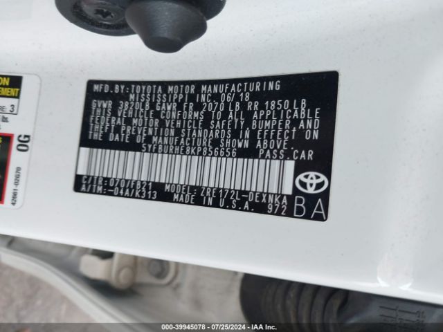 5YFBURHE8KP856656 Toyota Corolla L/le/se/xle/xse