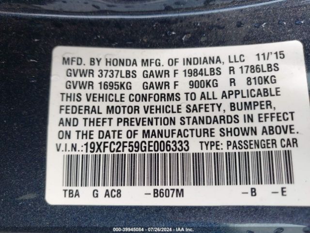 19XFC2F59GE006333 Honda Civic Lx