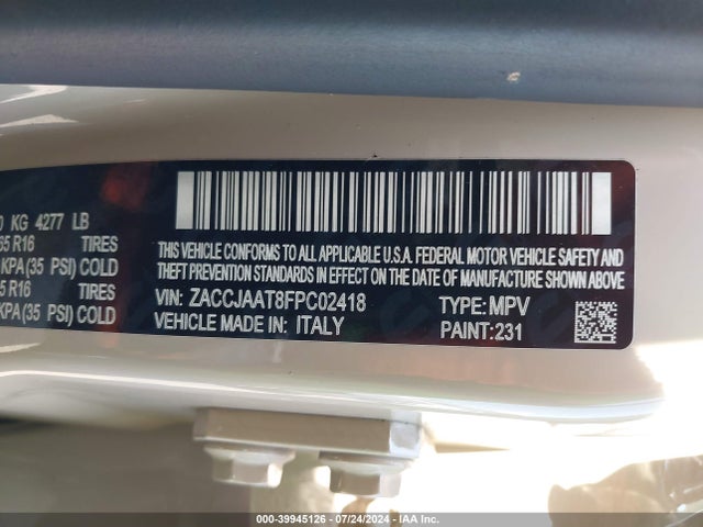 ZACCJAAT8FPC02418 Jeep Renegade Sport