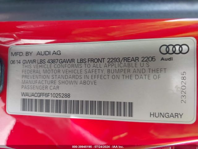 WAUACGFF6F1025288 Audi A3 1.8t Premium