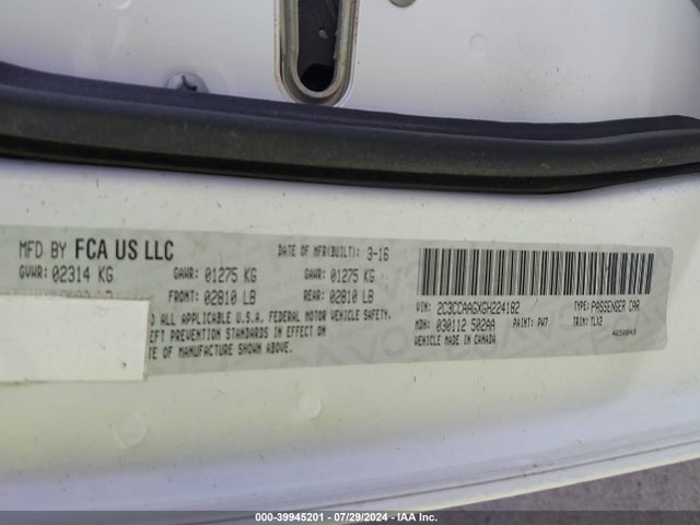 Chrysler 300 Anniversary Edition 2016 2C3CCAAGXGH224182 Image 9
