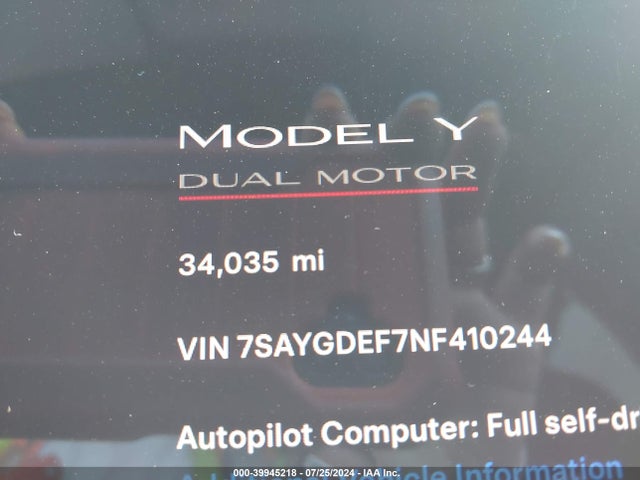 2022 TESLA MODEL Y 7SAYGDEF7NF410244 Photo 6