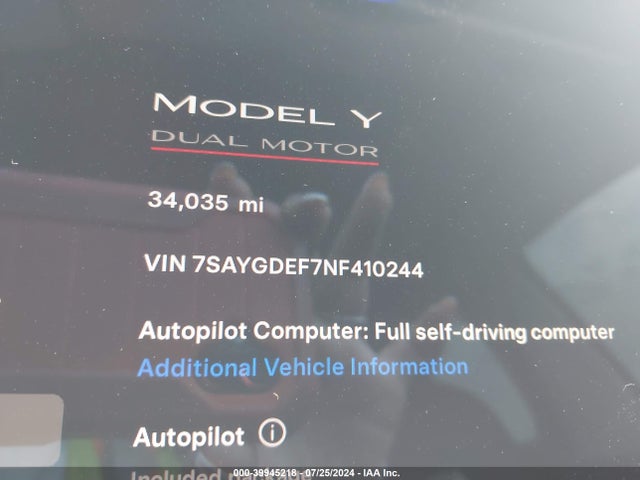 2022 TESLA MODEL Y 7SAYGDEF7NF410244 Photo 8