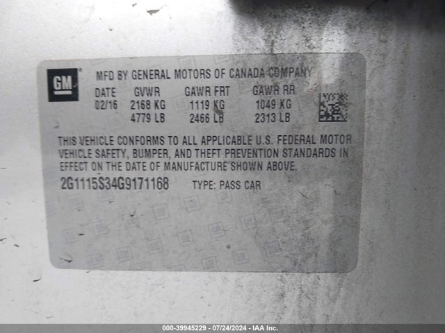 Chevrolet Impala 2lt 2016 2G1115S34G9171168 Image 9