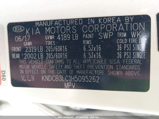 KNDCB3LC1H5095262 KIA NIRO LX