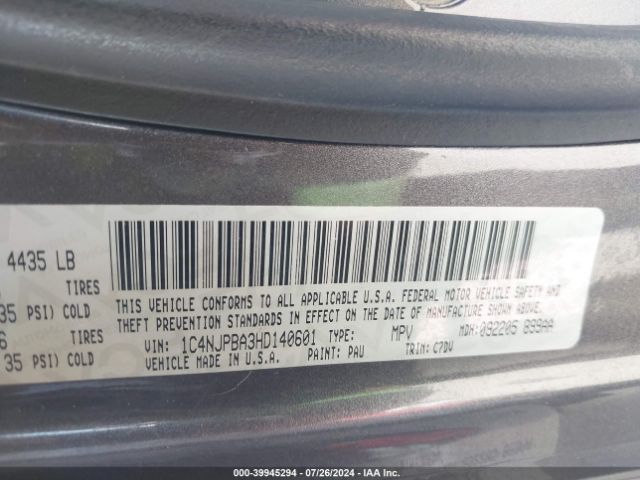1C4NJPBA3HD140601 Jeep Patriot Sport Fwd