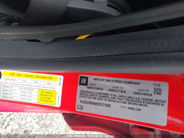2016 CHEVROLET SPARK KL8CD6SA9GC571482 Photo 8