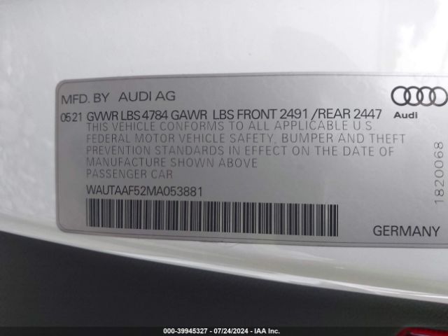 2021 AUDI A5 WAUTAAF52MA053881 Photo 8