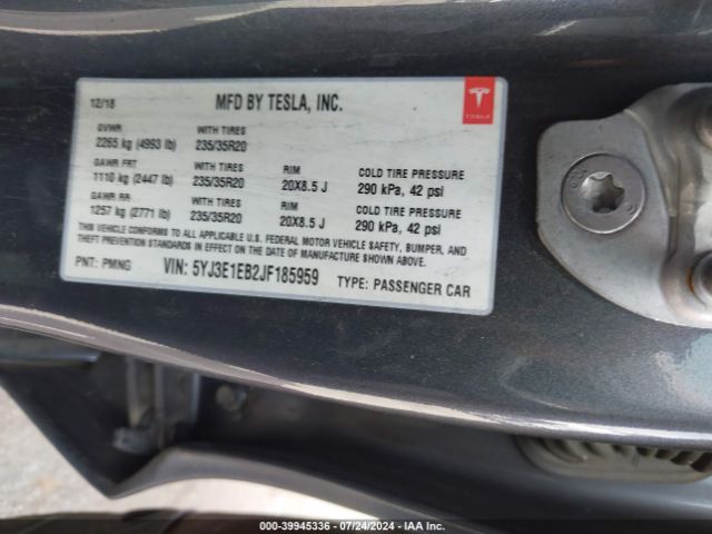 5YJ3E1EB2JF185959 Tesla Model 3 Long Range/performance