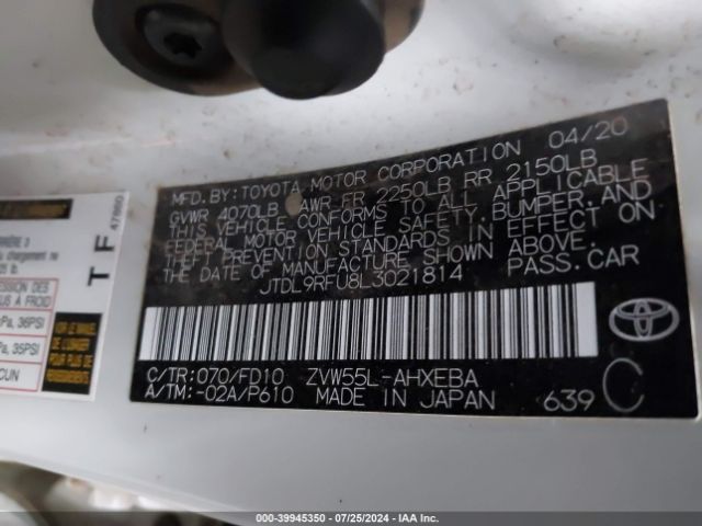 JTDL9RFU8L3021814 Toyota Prius Le Awd-e