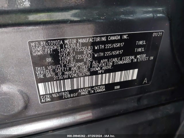 Toyota RAV4 LE 2021 2T3G1RFV2MC183746 Image 9